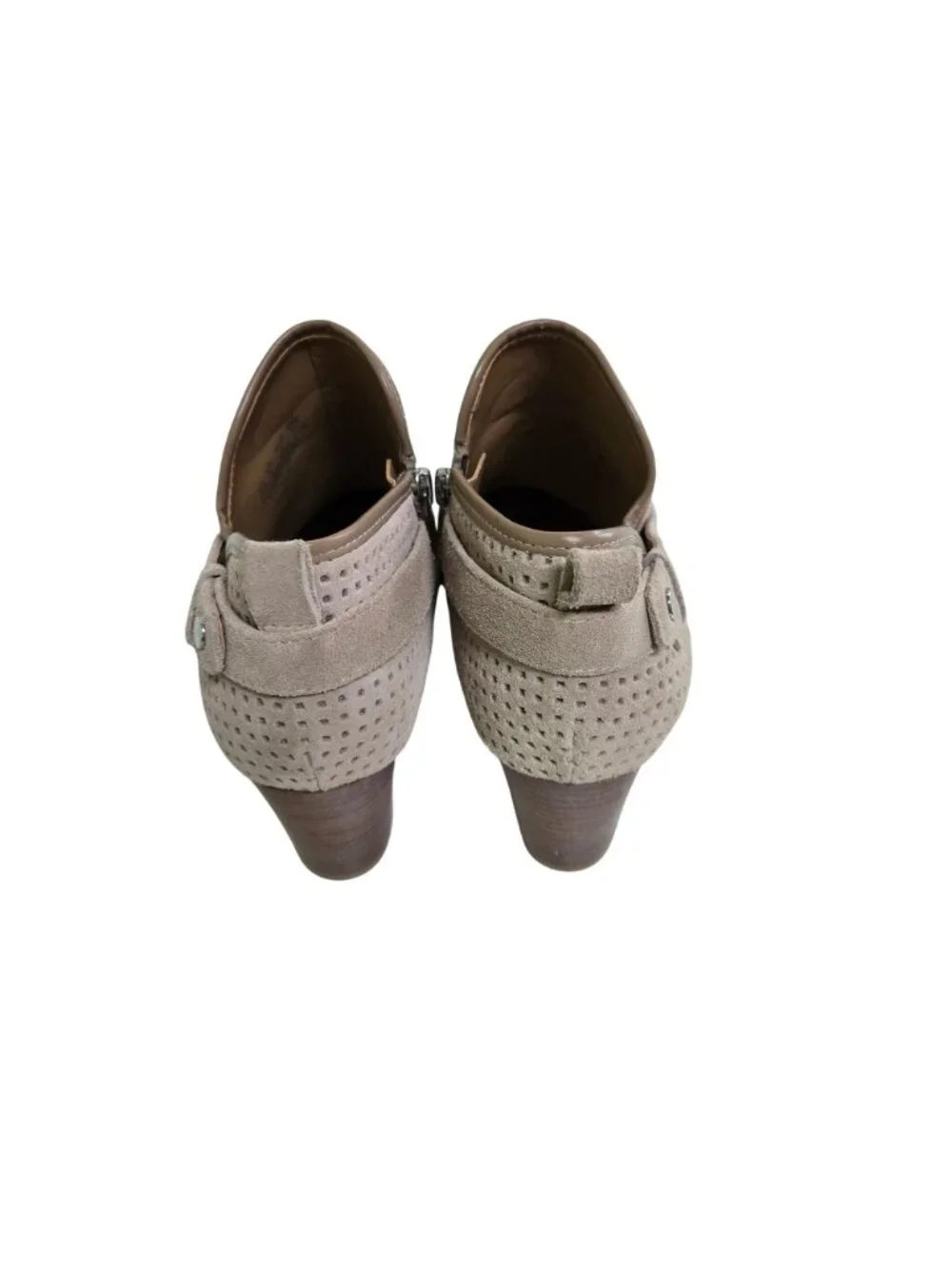 Franco Sarto Dale2 Perforated Suede Leather Ankle Bootie Taupe Size 8M